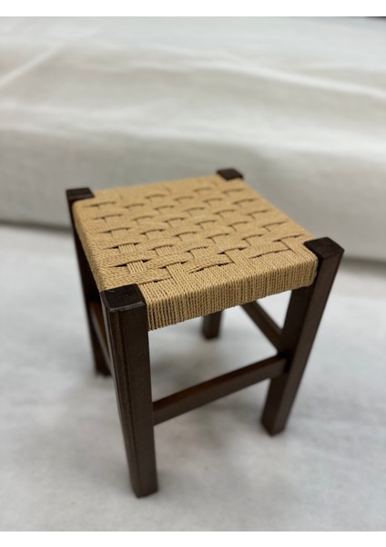 Ceviz Renk Hasır Tabure(35 cm )