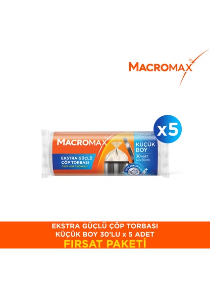 Ekstra Güçlü Çöp Torbası Küçük Boy - 30 Lu Paket X5