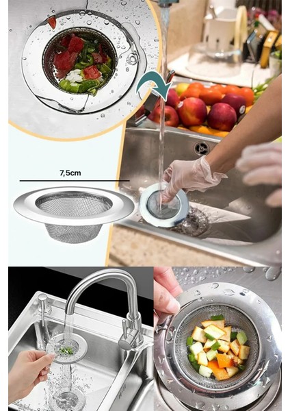 Paslanmaz Çelik Lavabo Süzgeci Evye 7,5 cm