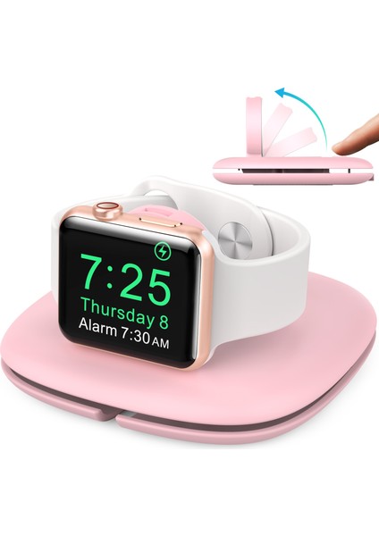 Ahastyle PT126 Apple Watch Şarj Standı Katlanabilir Akıllı Saat Şarj Tutucu Şarj Istasyonu-Pembe (Yurt Dışından)