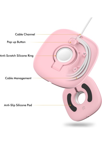 Ahastyle PT126 Apple Watch Şarj Standı Katlanabilir Akıllı Saat Şarj Tutucu Şarj Istasyonu-Pembe (Yurt Dışından) modelleri