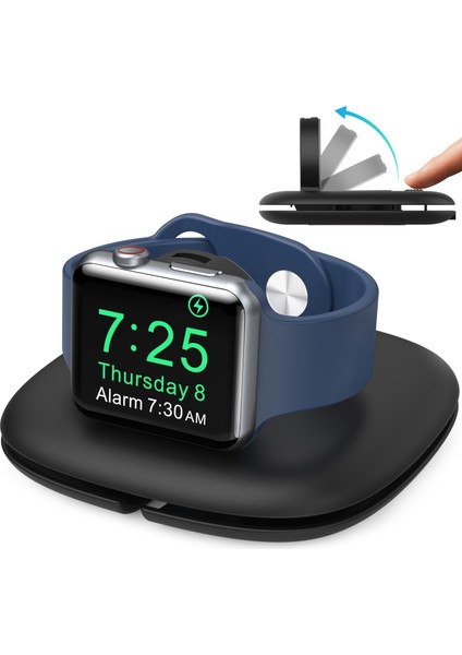 Ahastyle PT126 Apple Watch Şarj Standı Katlanabilir Akıllı Saat Şarj Tutucu Şarj Istasyonu-Siyah (Yurt Dışından)