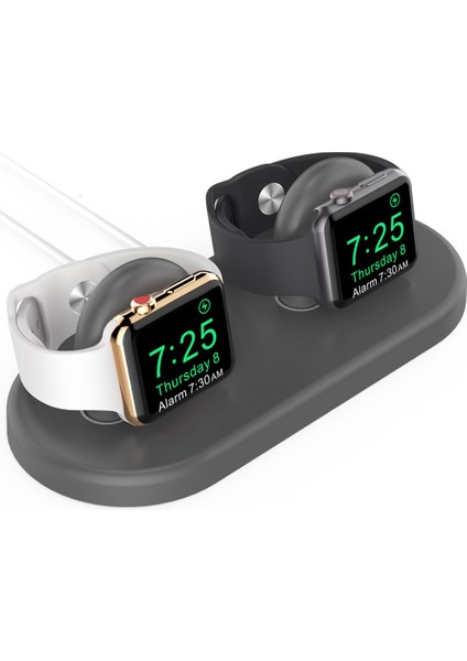 Ahastyle PT116 Apple Watch Çift Pozisyonlu Şarj Standı Akıllı Saat Şarj Tutucu Tabanı-Gri (Yurt Dışından)