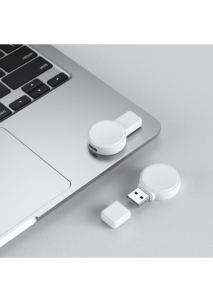 Apple Watch Series 1-8 Şarj Cihazı Için JJT-X53 USB Fişli Mini Manyetik Kablosuz Şarj Pedi - Beyaz (Yurt Dışından) fiyatları