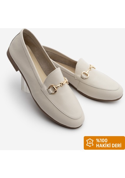 Kadın Hakiki Deri Zincirli Loafer Günlük Ayakkabı Tanle