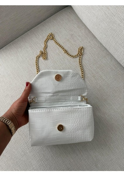 Kadın Zincir Askılı Mini Omuz Çantası – Kroko & Leopar Desenli Şık Tasarım fiyatları