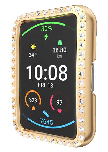 Huawei Watch Fit Için Yapay Elmas Dekor Koruyucu Kılıf Elektrokaplama Sert Pc Çerçeve - Gül Altın (Yurt Dışından) fiyatları