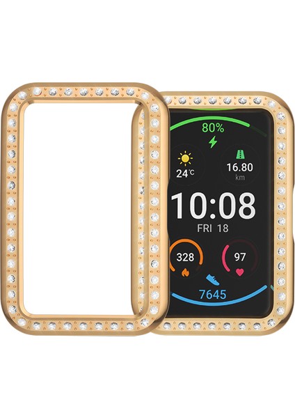 Huawei Watch Fit Için Yapay Elmas Dekor Koruyucu Kılıf Elektrokaplama Sert Pc Çerçeve - Gül Altın (Yurt Dışından) modelleri