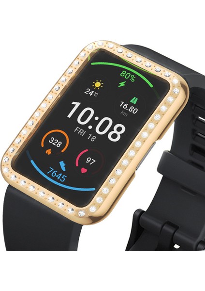 Huawei Watch Fit Için Yapay Elmas Dekor Koruyucu Kılıf Elektrokaplama Sert Pc Çerçeve - Gül Altın (Yurt Dışından) fırsatları