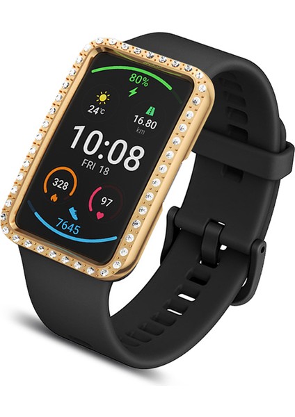 Huawei Watch Fit Için Yapay Elmas Dekor Koruyucu Kılıf Elektrokaplama Sert Pc Çerçeve - Gri (Yurt Dışından) indirimleri