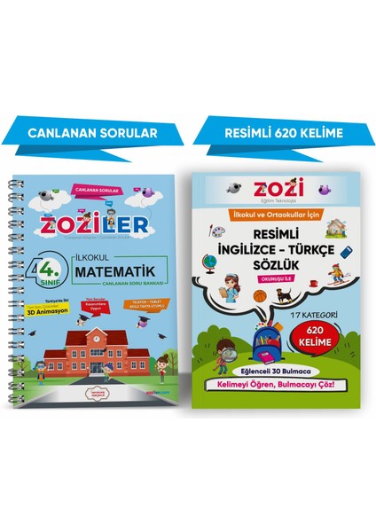 4.sınıf Canlanan Matematik Soru Bankası ve Resimli Ingilizce - Türkçe Sözlük | Okunuşlu