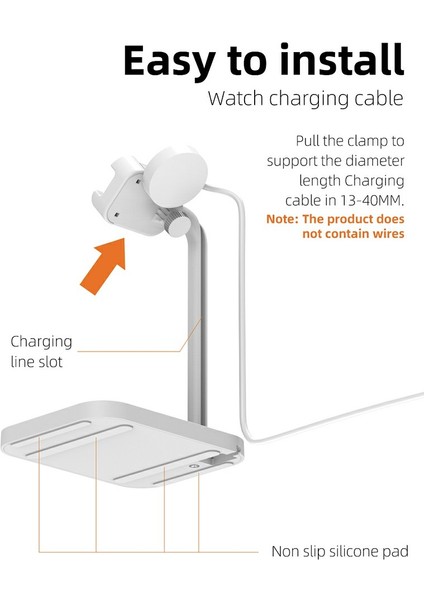 Aoduke AJZJ02S Google/huawei/garmin/samsung Saat Şarj Istasyonu Için Şarj Tabanı Standı - Beyaz (Yurt Dışından) modelleri