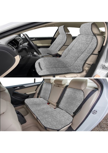 Keten Cepli Araç Ön Arka Koltuk Koruyucu Minder Kılıf | Sırt Dayanmalı 5'li Araba Koltuk Minderi