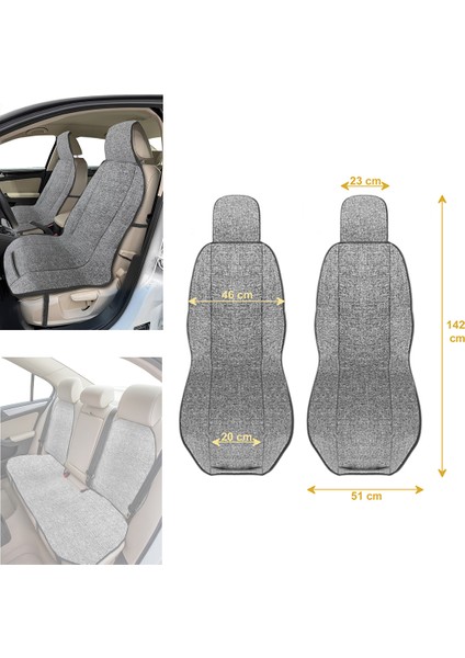 Keten Cepli Araç Ön Arka Koltuk Koruyucu Minder Kılıf | Sırt Dayanmalı 5'li Araba Koltuk Minderi fiyatları