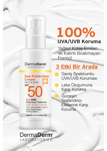 4 Adet Spf 50+ Güneş Koruma ve Leke Karşıtı Yüz ve Vücut Güneş Kremi 4 x 100 Gr. fırsatları