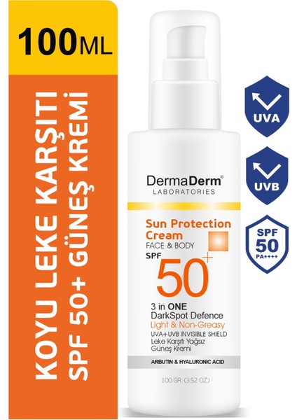 4 Adet Spf 50+ Güneş Koruma ve Leke Karşıtı Yüz ve Vücut Güneş Kremi 4 x 100 Gr.