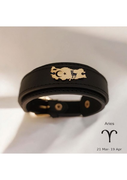 14 Ayar Plakalı Altın Koç Burçlarına Özel Siyah Derili Türkiye Haritalı Hediye BILEKLIK-440BURÇ fiyatları