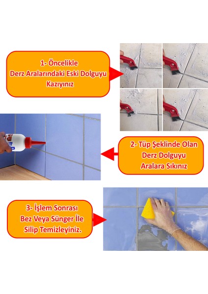 Derz Dolgu Fayans Seramik Mermer Yer Duvar Için Tamir Derz Yenileme Dolgusu 200 gr Antrasit Gri Renk fiyatları