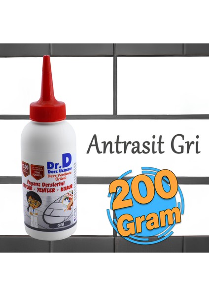 Derz Dolgu Fayans Seramik Mermer Yer Duvar Için Tamir Derz Yenileme Dolgusu 200 gr Antrasit Gri Renk indirimleri