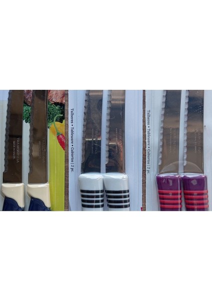 Tramontina 6 Adet 3 Farklı Renk Paslanmaz Çelik Tırtıklı Mutfak Bıçağı Seti modelleri