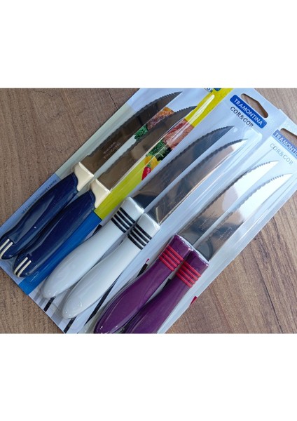 Tramontina 6 Adet 3 Farklı Renk Paslanmaz Çelik Tırtıklı Mutfak Bıçağı Seti fırsatları