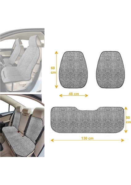 Keten Cepli Araç Ön Arka Koltuk Koruyucu Minder Kılıf | Sırt Dayanmalı 5'li Araba Koltuk Minderi modelleri