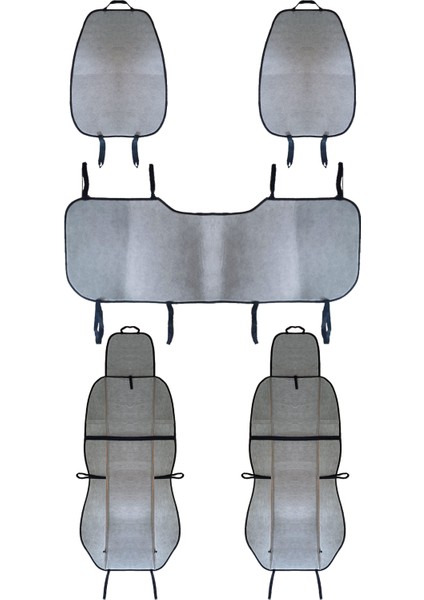 Keten Cepli Araç Ön Arka Koltuk Koruyucu Minder Kılıf | Sırt Dayanmalı 5'li Araba Koltuk Minderi