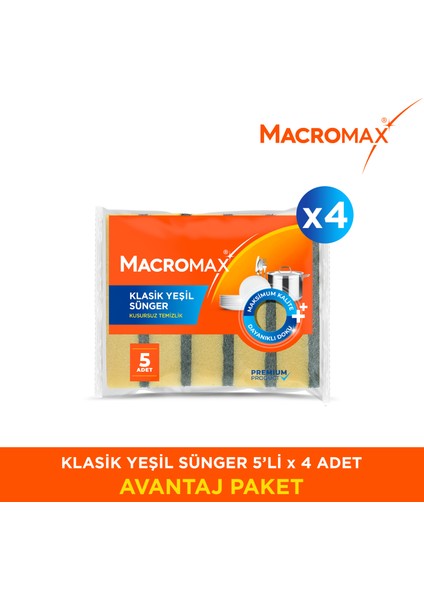 Klasik Yeşil Sünger - 4x5 Avantaj Paket
