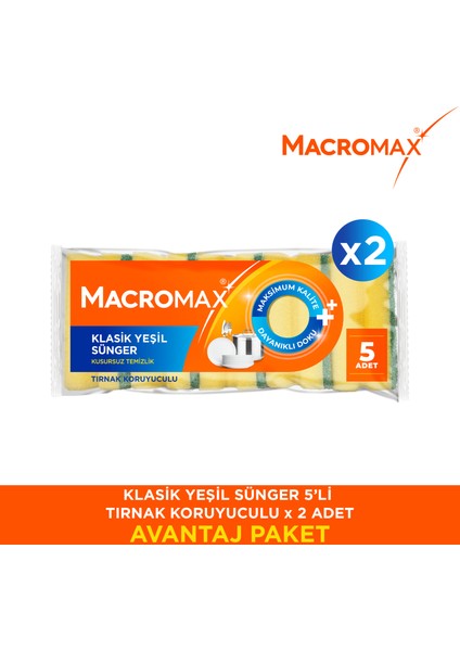 Klasik Yeşil Oluklu Sünger 10'lu Paket