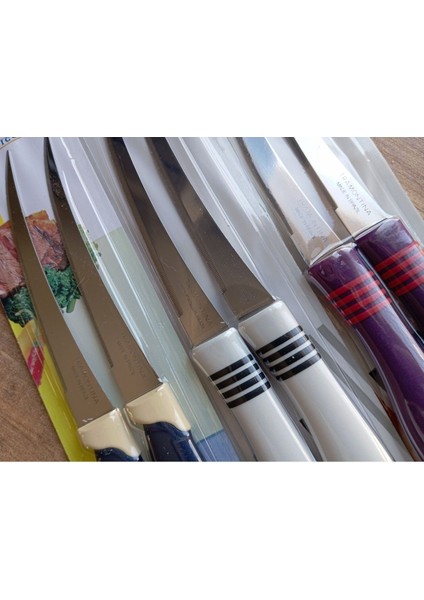 Tramontina 6 Adet 3 Renk Paslanmaz Çelik Uzun Kıvrık Tırtıklı Bıçak Seti modelleri