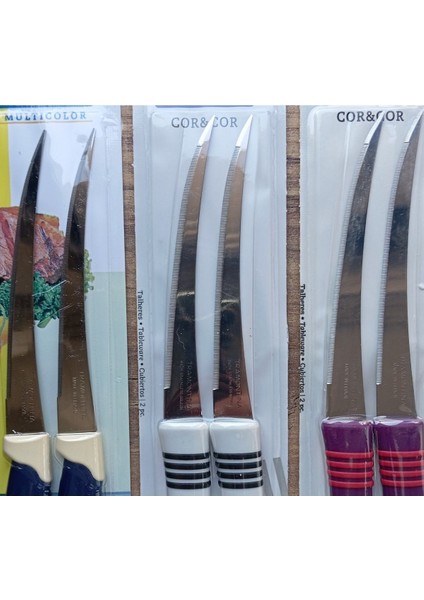 Tramontina 6 Adet 3 Renk Paslanmaz Çelik Uzun Kıvrık Tırtıklı Bıçak Seti fırsatları