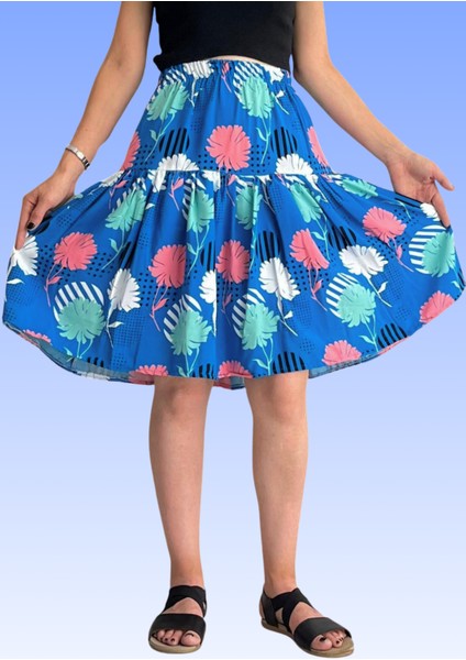 Viskon Kumaş Midi Boy Çiçek Desenli Kadın Şort Etek fiyatları