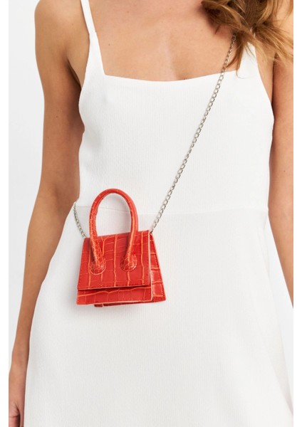 Kadın Kiremit Zincir Askılı Mikro Çanta BE459