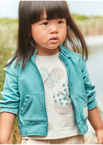 Kız Bebek Işlemeli Tişört Krem 1043