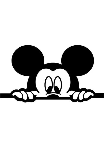 Camdan Bakan Mickey Renkli Sticker (Oto-Motor-Laptop-Duvar-Dekor) 20 x 12 cm