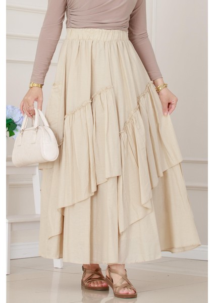 Katlı Botto Vual Etek-Bej fırsatları