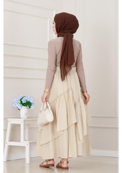 Katlı Botto Vual Etek-Bej indirimleri