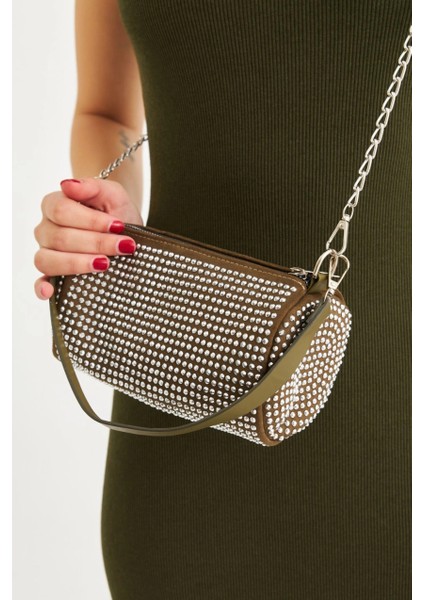 Kadın Haki Silindir Omuz Çantası FİR104