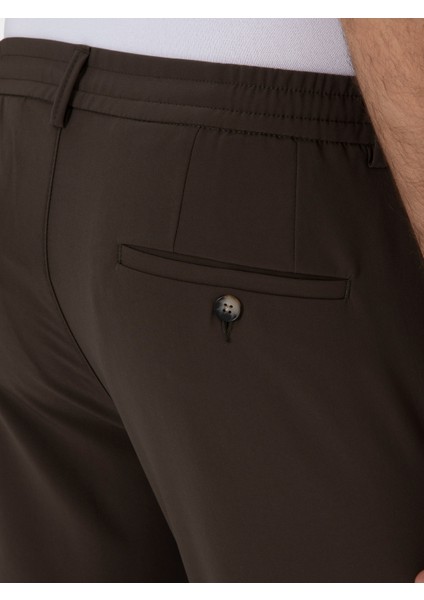 Erkek Haki Slim Fit Beli Bağcıklı Esnek Klasik Pantolon 50310507-VR027
