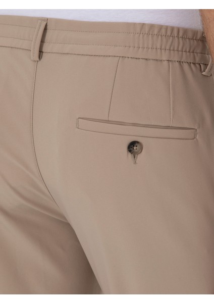 Erkek Vizon Slim Fit Beli Bağcıklı Esnek Klasik Pantolon 50310507-VR052