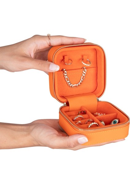 Gerçek Deri Seyahat Boy Takı Organizer Kutusu, Mücevher Aksesuar Çantası, Küpe Kolye Yüzük Düzenleyici fiyatları