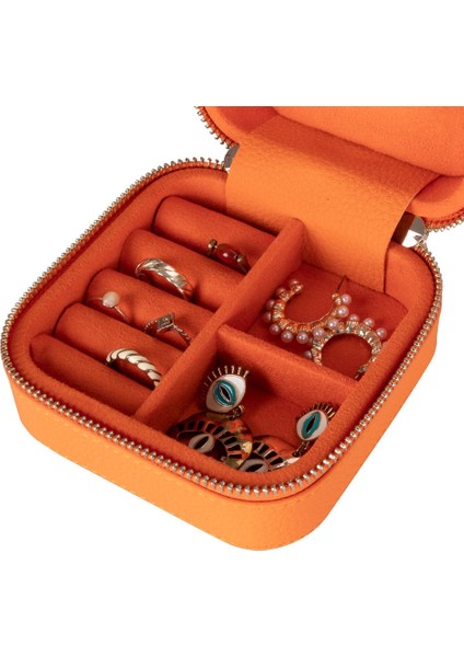 Gerçek Deri Seyahat Boy Takı Organizer Kutusu, Mücevher Aksesuar Çantası, Küpe Kolye Yüzük Düzenleyici fırsatları