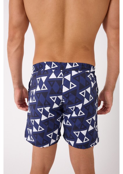 Desenli Erkek Deniz Yüzme Şortu Fileli Cepli DMN105003