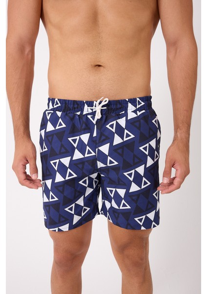 Desenli Erkek Deniz Yüzme Şortu Fileli Cepli DMN105003