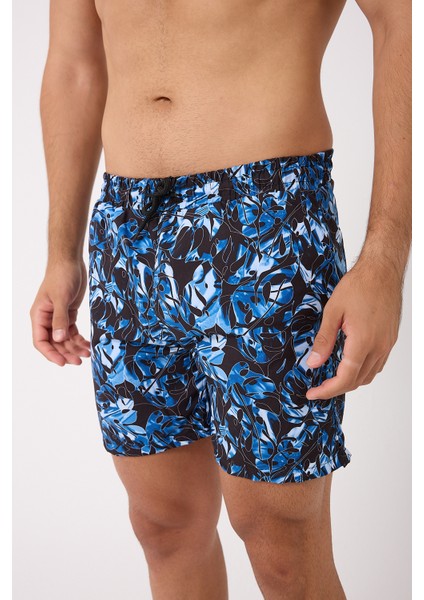 Desenli Erkek Deniz Yüzme Şortu Fileli Cepli DMN105003