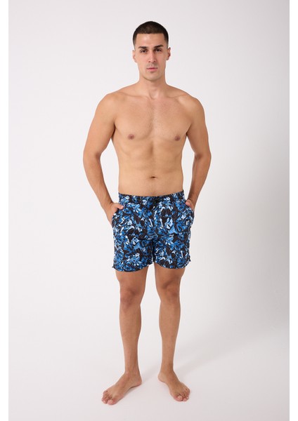 Desenli Erkek Deniz Yüzme Şortu Fileli Cepli DMN105003 fiyatları