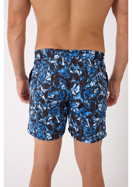 Desenli Erkek Deniz Yüzme Şortu Fileli Cepli DMN105003