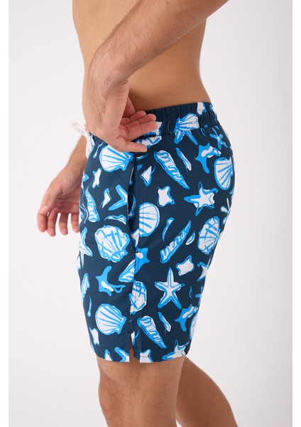 Desenli Erkek Deniz Yüzme Şortu Fileli Cepli DMN105003 fırsatları