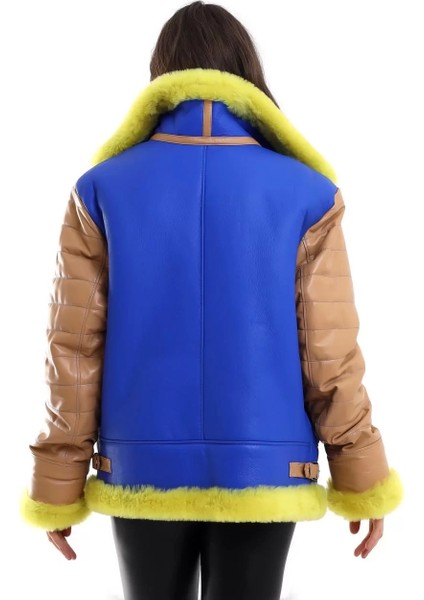 Kadın Koyun Derisi Pilot Hakiki Kürk - Sarı fiyatları