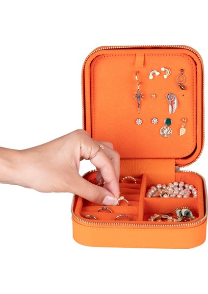 Gerçek Deri Seyahat Boy Takı Organizer Kutusu, Mücevher Aksesuar Çantası, Küpe Kolye Yüzük Düzenleyici fiyatları